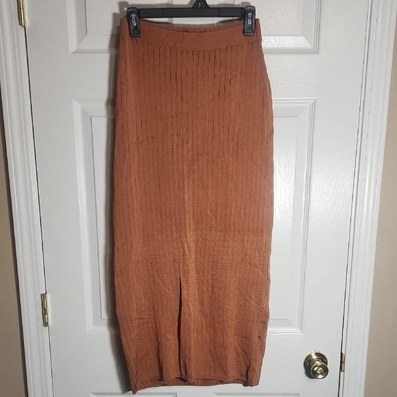 Free People Orange Ribbed Maxi Pencil Skirt Casual - Picture 1 of 8